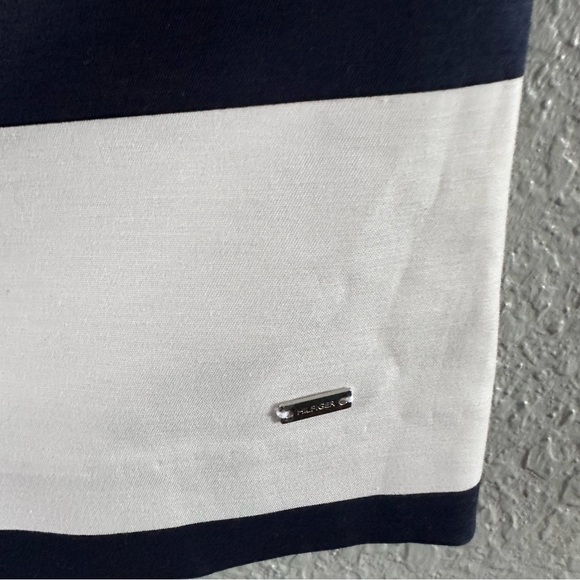 Tommy Hilfiger Navy White Striped Boat Neck Sheath Dress Belted Size 0 Nautica - Picture 5 of 11